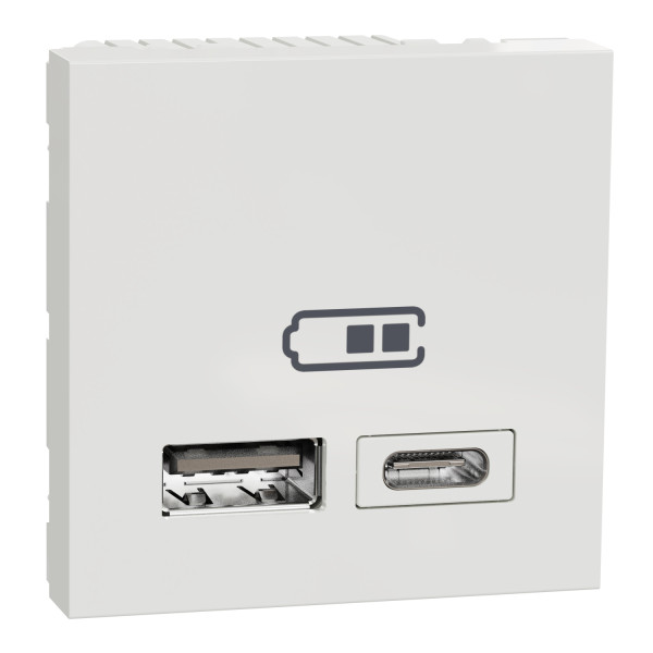 Double chargeur USB type a et c blanc Unica Schneider Electric