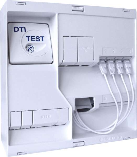 Tableau de communication Michaud Néo Quad grade 1 répartiteur TV coax 2 sorties intégré 4 RJ45L